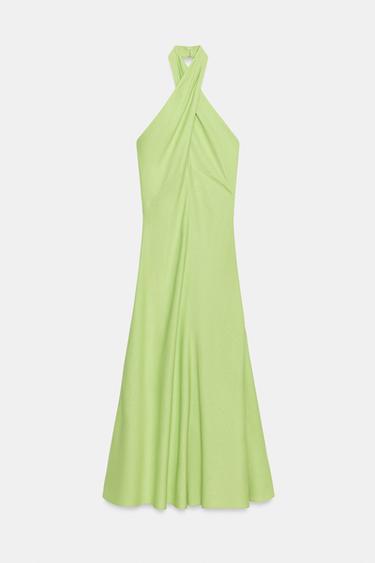 VESTIDO MIDI HALTER CON LIÑO - Lima de Zara