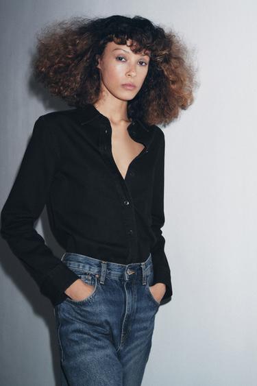 ZW COLLECTION SLIM DENIM SHIRT - Black by Zara - Image 1