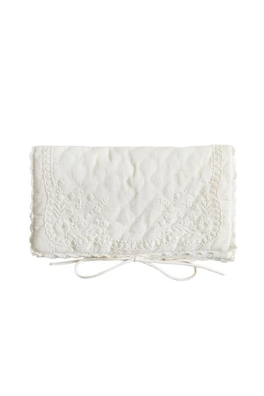 EMBROIDERED COTTON EYE MASK AND BAG SET - Ivory by Zara