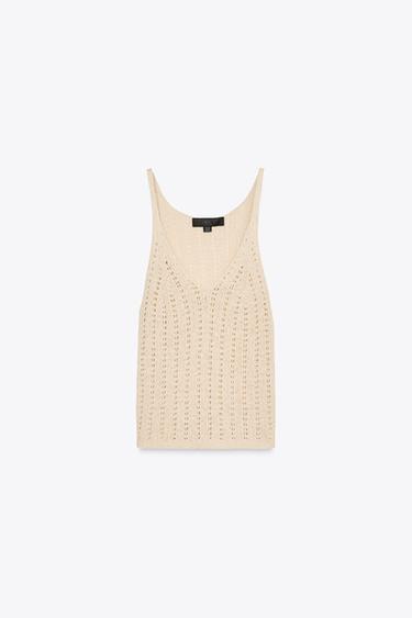 POINTELLE KNIT TOP - Light beige by Zara - Image 5