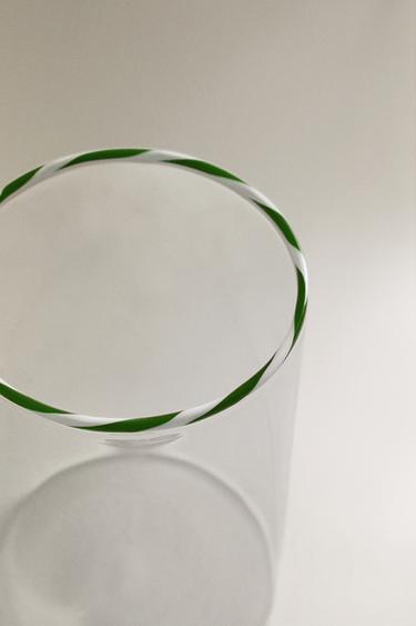 BOROSILICATE CHRISTMAS TUMBLER WITH CANDY CANE - Green by Zara - Image 2
