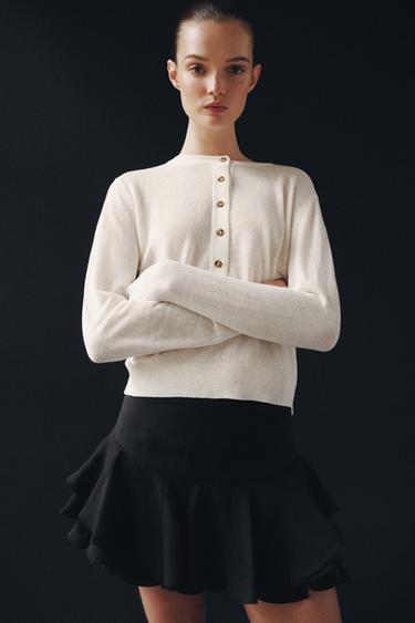 HENLEY KNIT JUMPER - Ecru by Zara