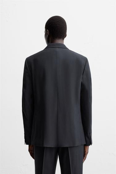 HERRINGBONE SUIT BLAZER - Navy blue by Zara - Image 2