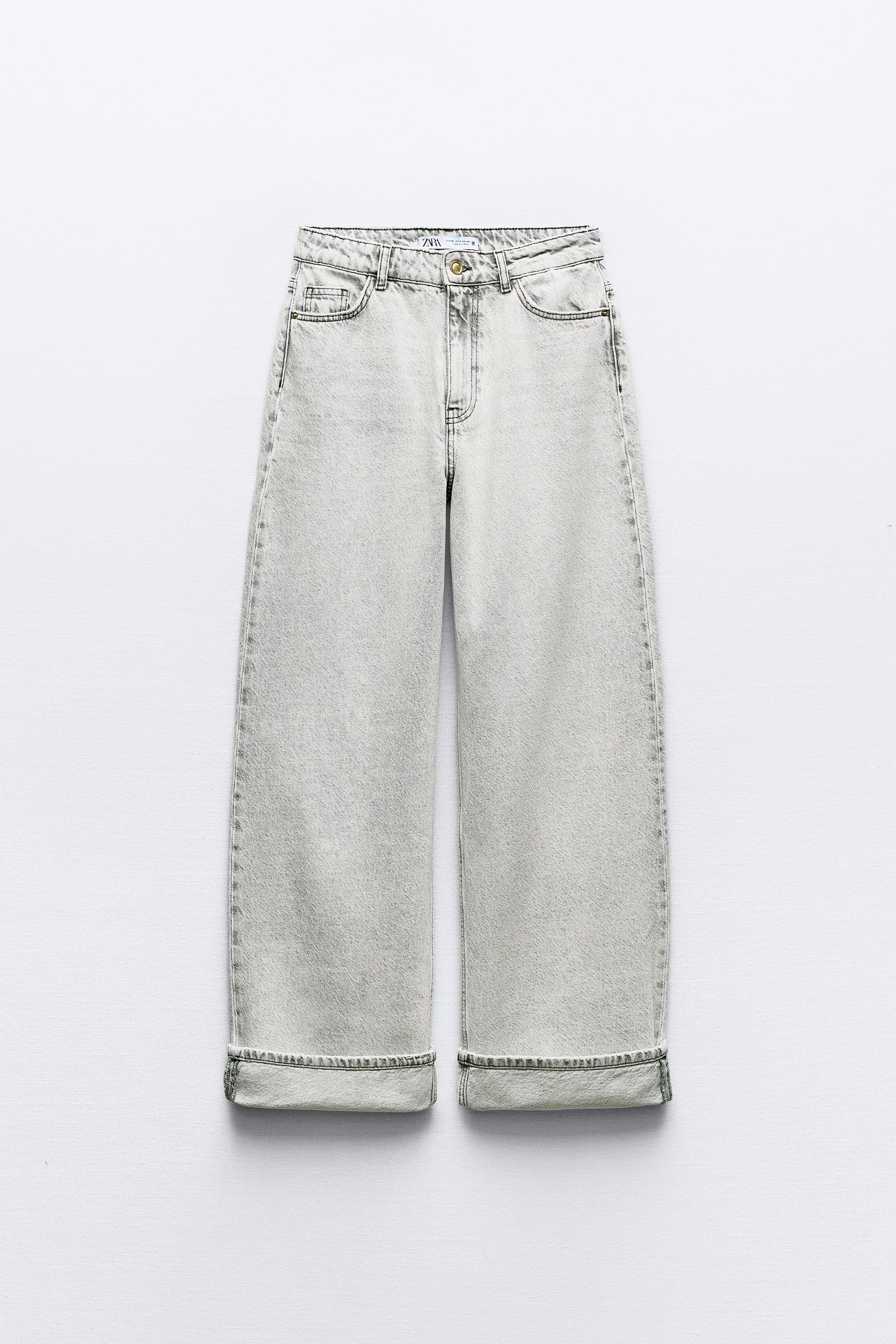 Z1975 HIGH WAIST CUFFED WIDE LEG JEANS - Gray | ZARA United States