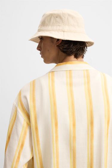 STRIPED VISCOSE-LINEN SHIRT - Ecru/Yellow by Zara - Image 5