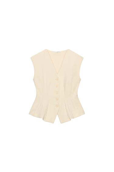 INTERLOCK BUTTONED WAISTCOAT - Yellow by Zara