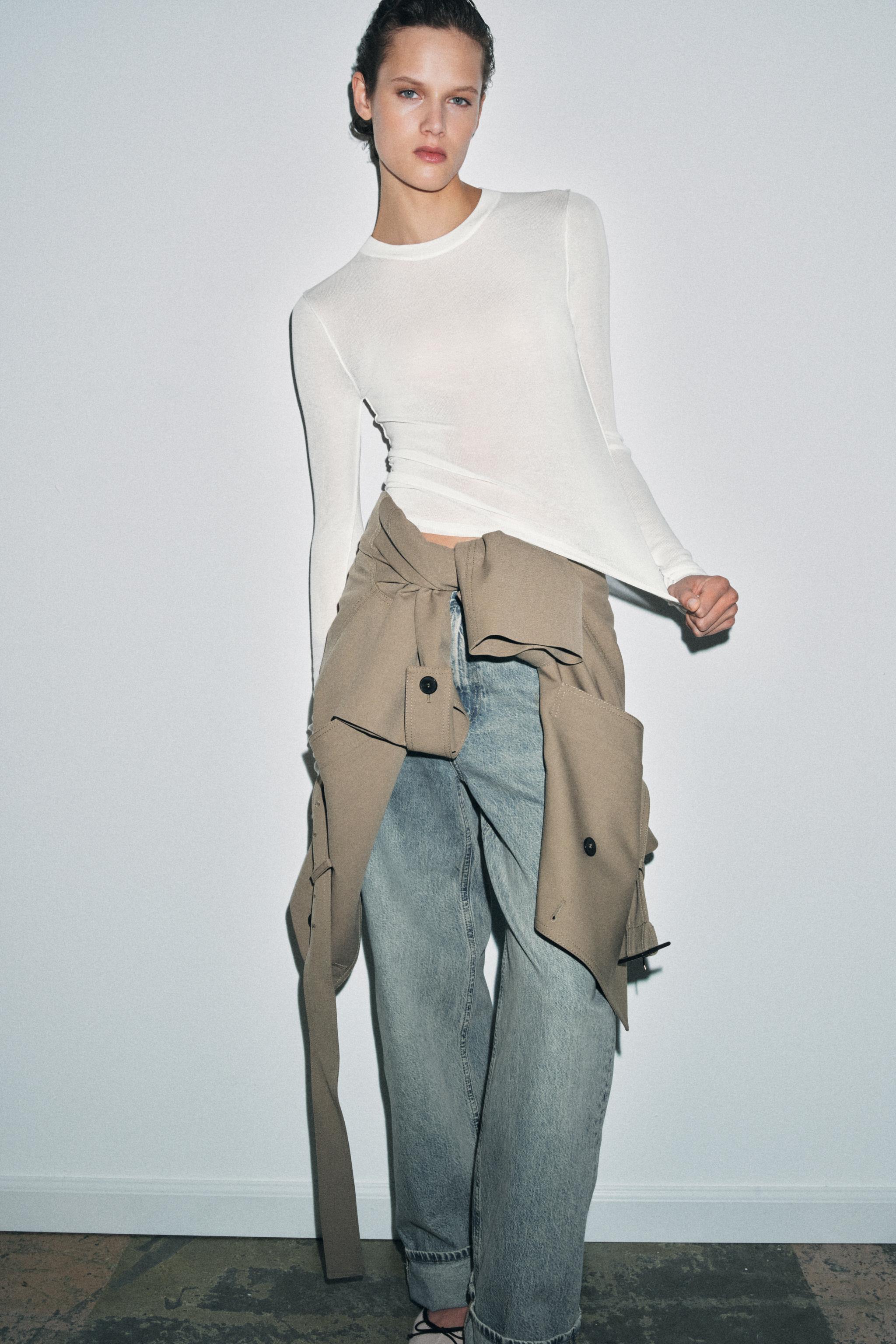 セミシースルーニットトップス - ホワイト | ZARA Japan / 日本