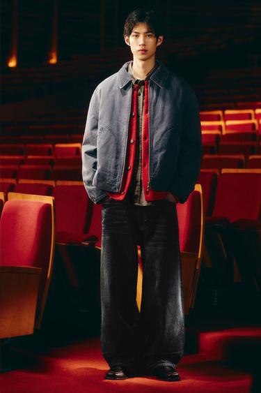 コンビカラーパフジャケットブルーZaraのコンビカラーパフジャケット - ブルー 