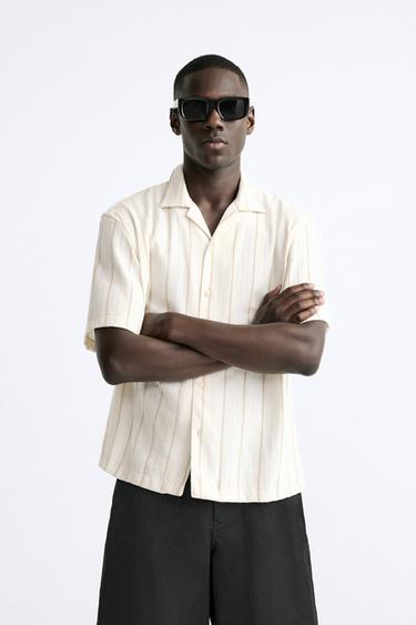 CAMISA RAYAS - Beige de Zara