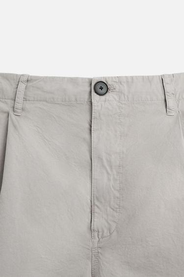 BERMUDA RELAXED FIT EFFET PLISSÉ - Gris de Zara - Image 8