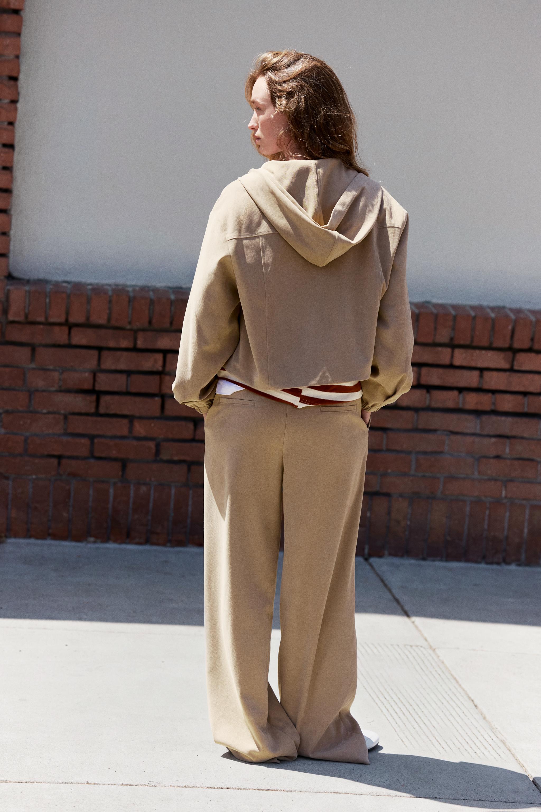 ELASTIC WAIST WIDE LEG TROUSERS