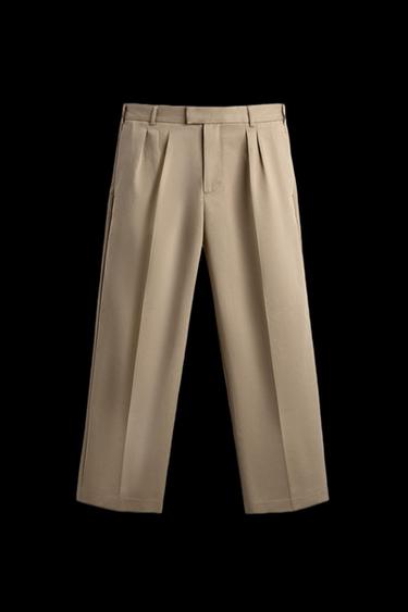 RELAXED FIT PLEATED TROUSERS - Beige by Zara - Image 0