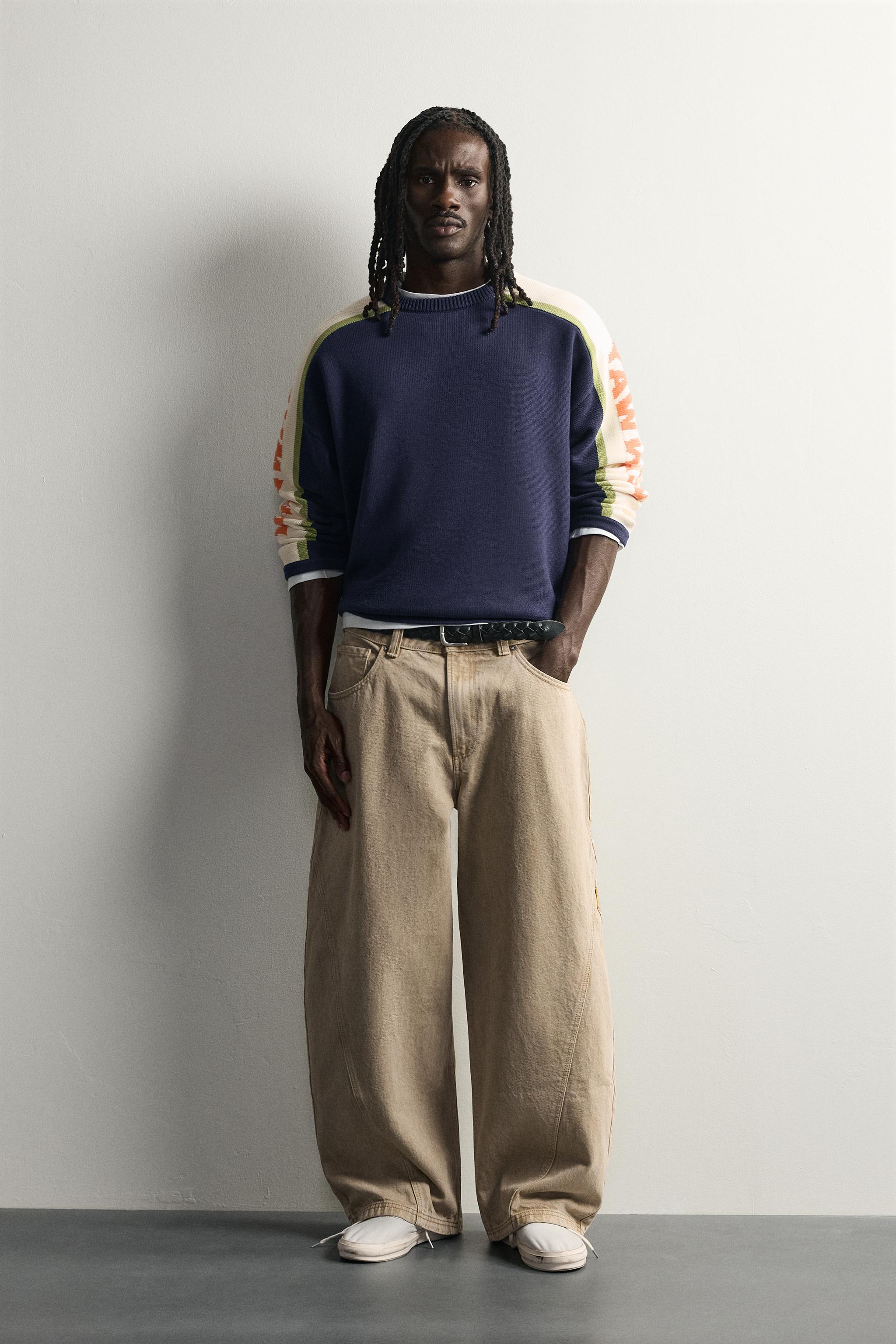 ま*ゃ様 kolor カラー 22SS コントラスト セーターサイズ3 コントラストジャカードセーター - ダイブルー | ZARA Japan / 日本