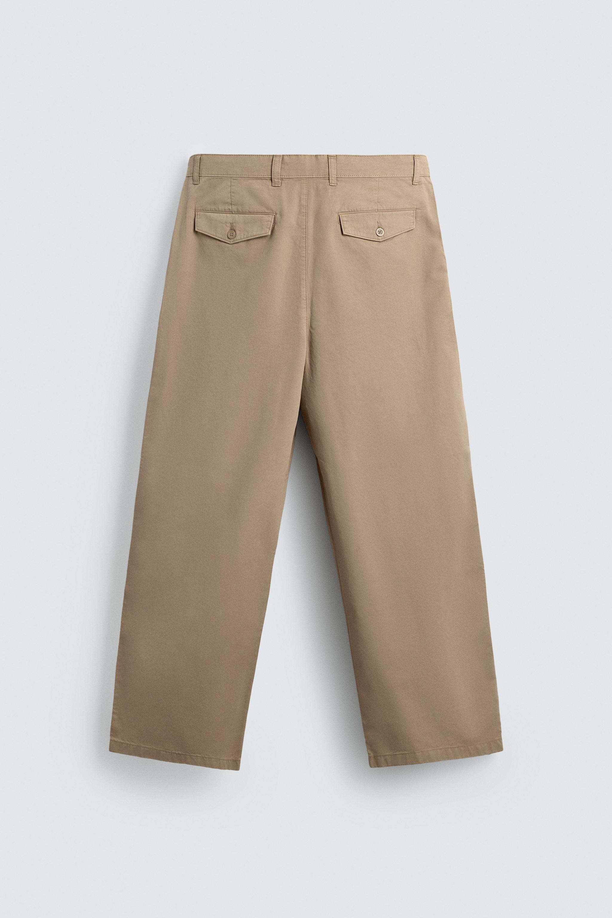 PLEATED WIDE FIT CHINO PANTS - Beige | ZARA United States
