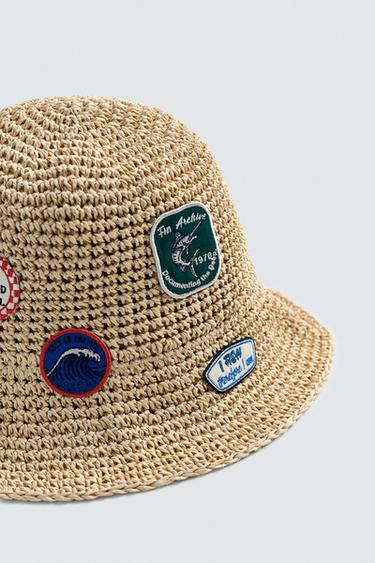 CROCHET PATCH BUCKET HAT - Beige by Zara - Image 4