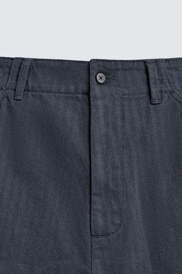 BERMUDA STRUCTURÉ COTON À PATTES - Indigo foncé de Zara - Image 9