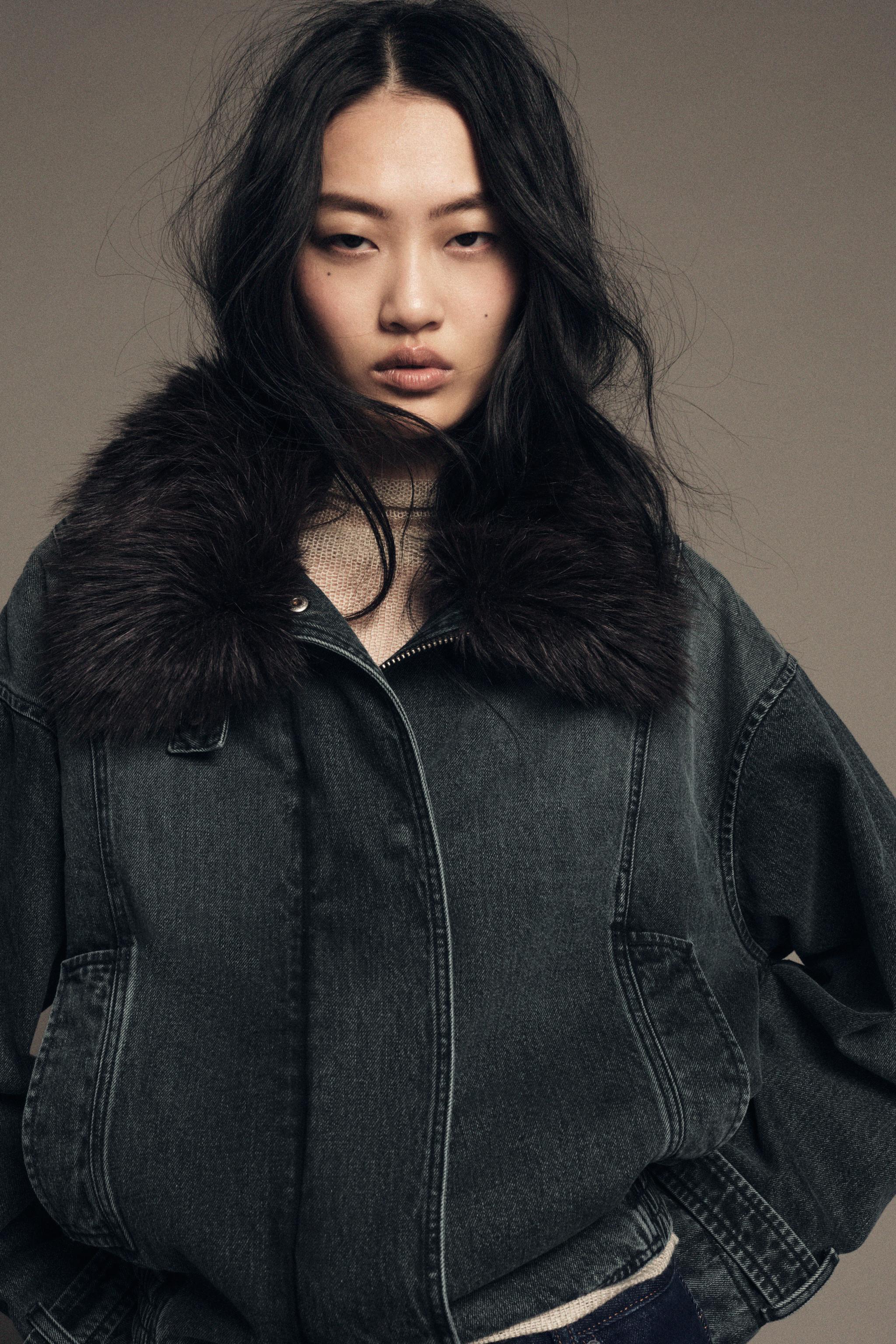 ZW COLLECTION DENIM BOMBER JACKET