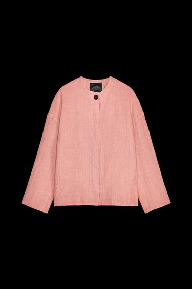 100% LINEN BOMBER JACKET ZW COLLECTION - Pink by Zara - Image 0