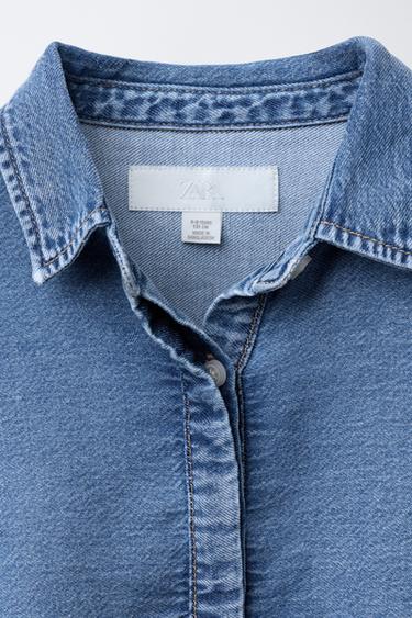 CHEMISE EN JEAN À BAS SCHIFFLY - Bleu de Zara - Image 2