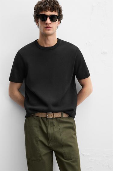 RELAXED FIT KNIT T-SHIRT - Black by Zara - Image 4
