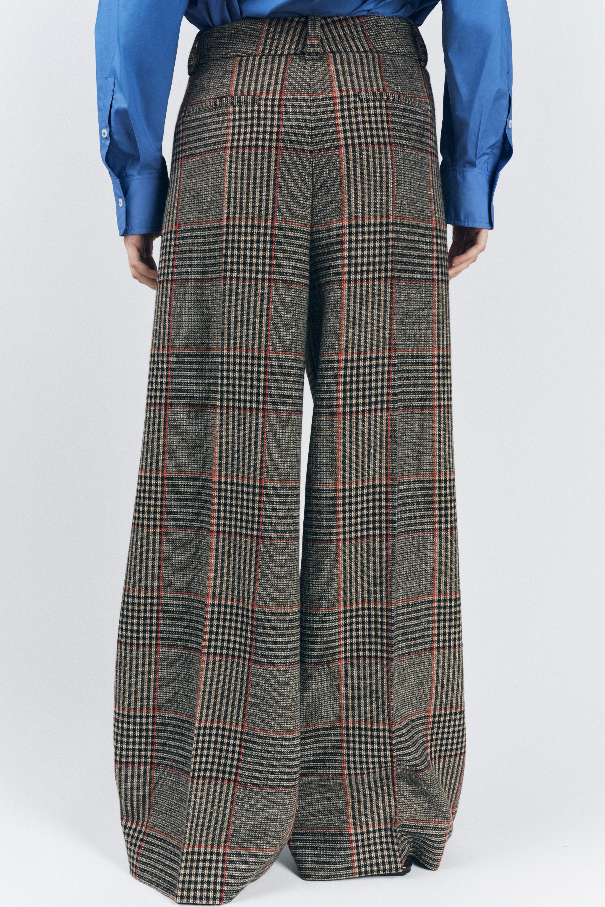 ZWコレクション チェック柄パンツ - ベージュブラウン | ZARA
