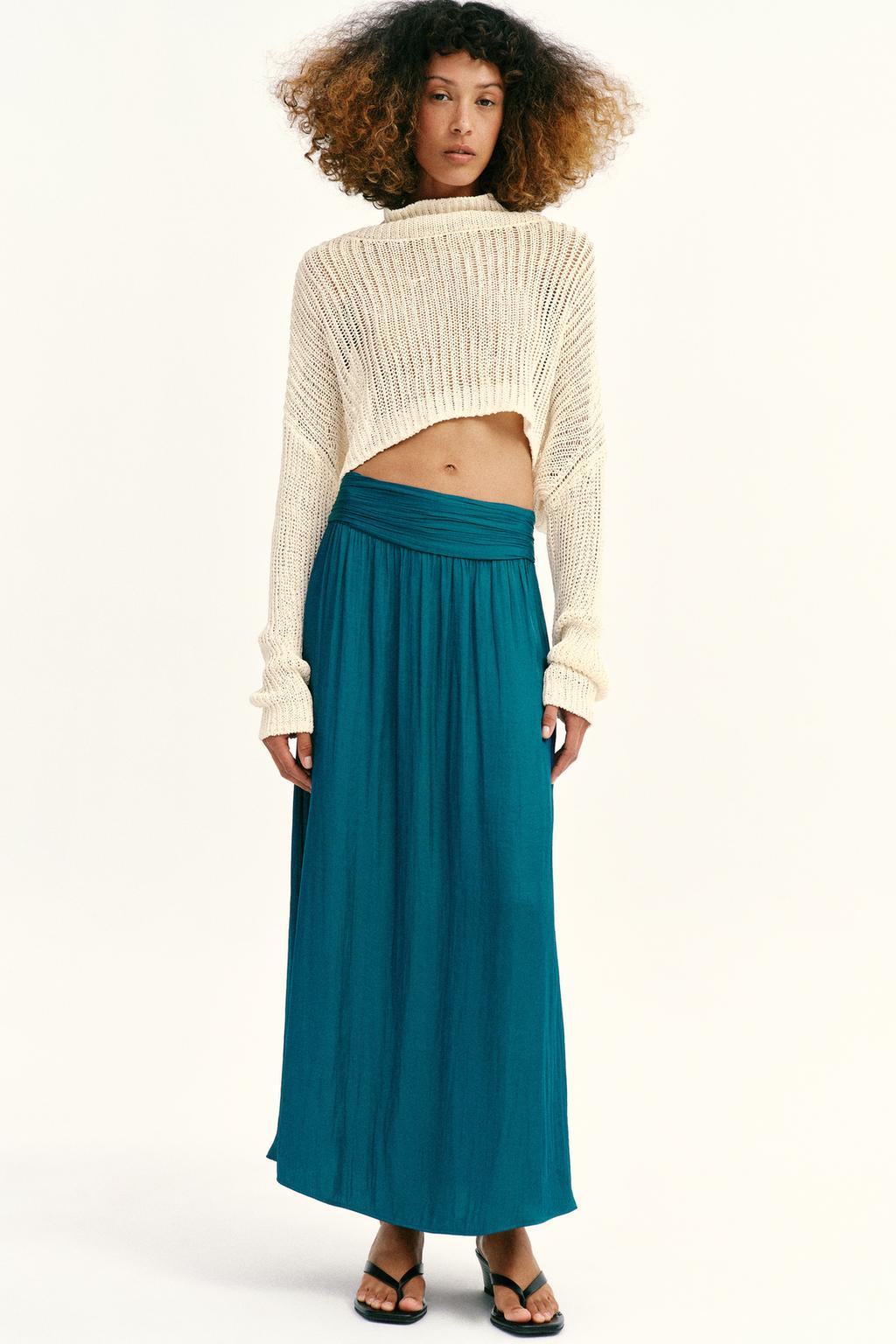 SATIN EFFECT MIDI SKIRT - image 2
