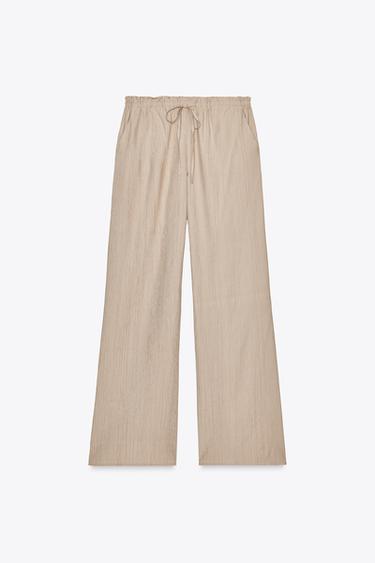 TEXTURED TROUSERS - Beige by Zara