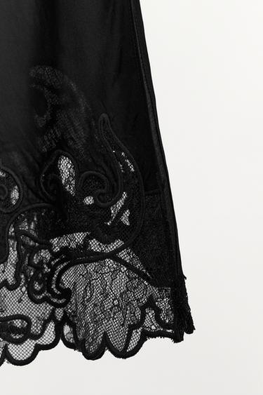 100% VISCOSE EMBROIDERED STRAPPY TOP - Black by Zara - Image 6