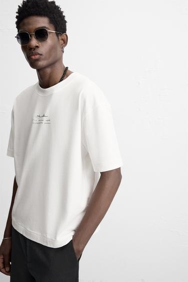 T-SHIRT À PIÈCE IMPRIMÉE - Blanc de Zara - Image 4