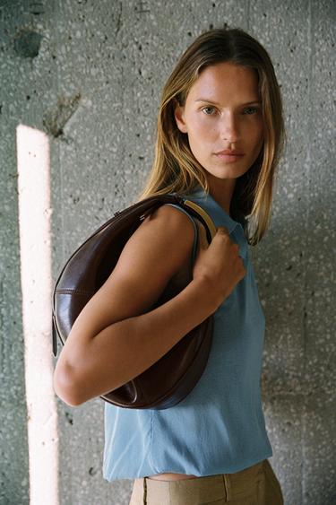 OVAL BAG WITH METAL STRAP - Brown by Zara - Image 0
