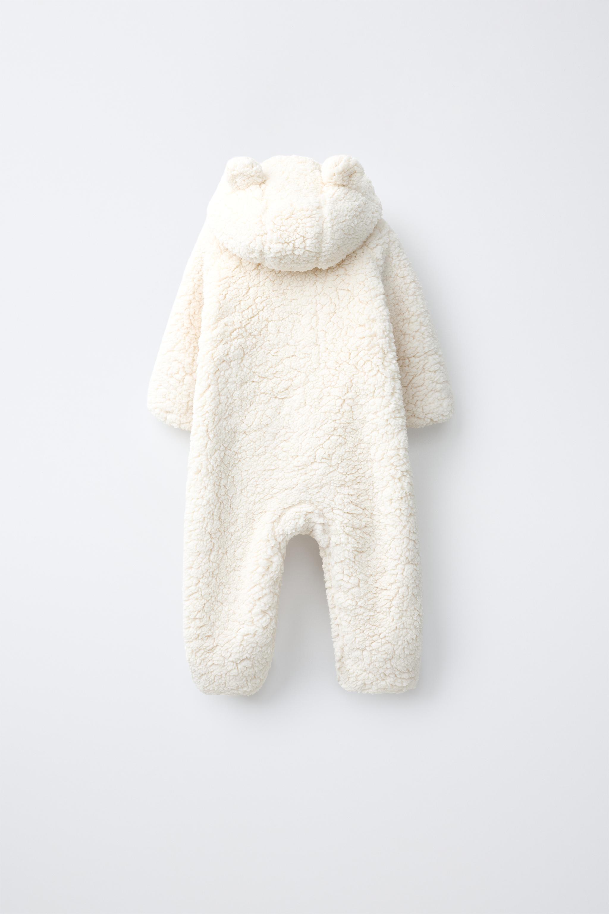 FAUX SHEARLING HOODIE JUMPSUIT WITH EARS