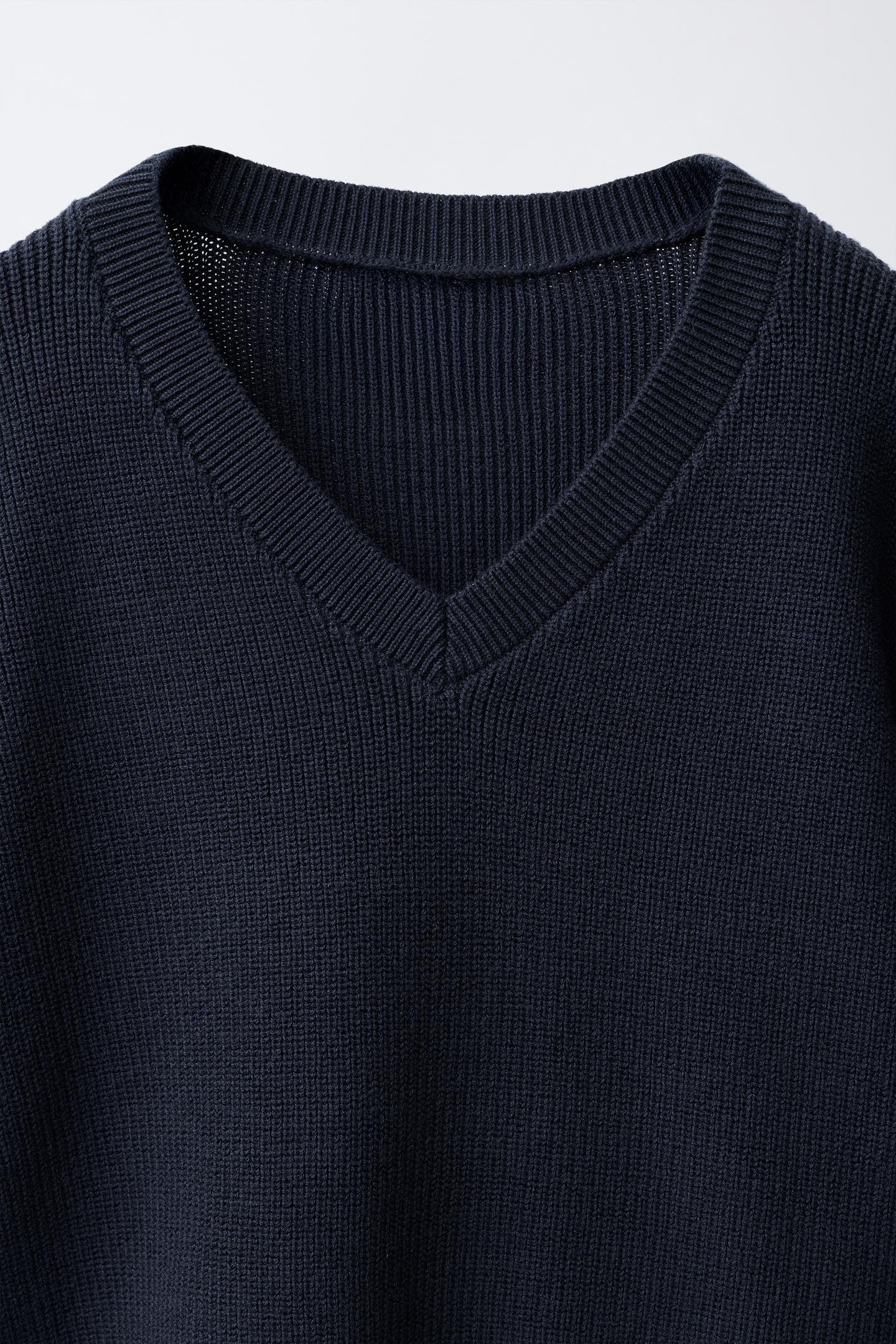 Детский свитер Zara V-NECK Knit, цвет: Тёмно-синий — фото 4