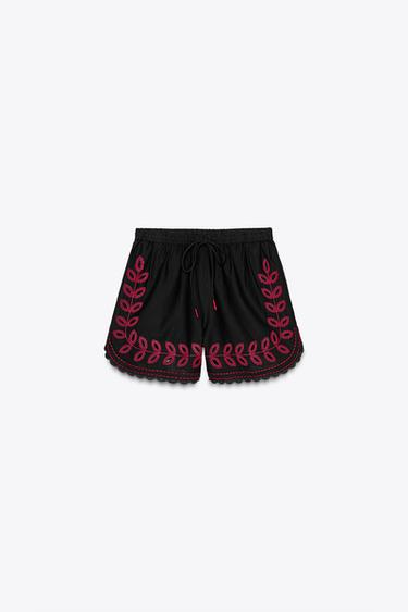 ZW COLLECTION EMBROIDERED SHORTS - Black by Zara - Image 6
