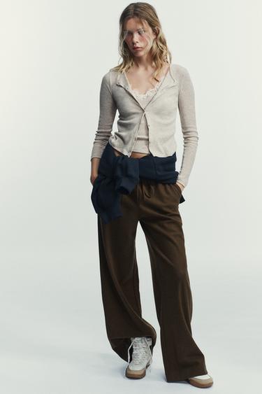PALAZZO TROUSERS WITH TIE - Brown by Zara - Image 0