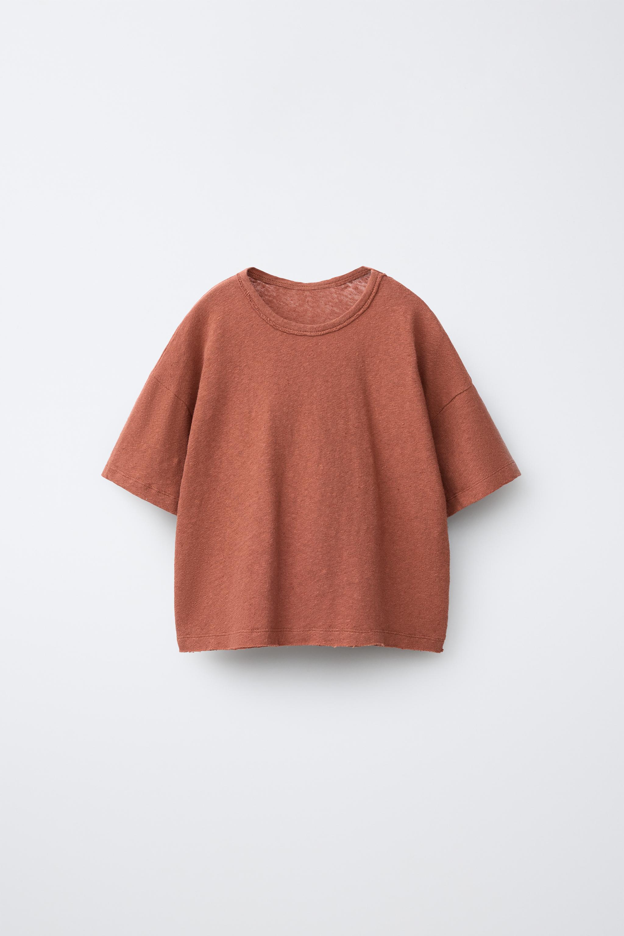 PLAIN LINEN AND COTTON T-SHIRT
