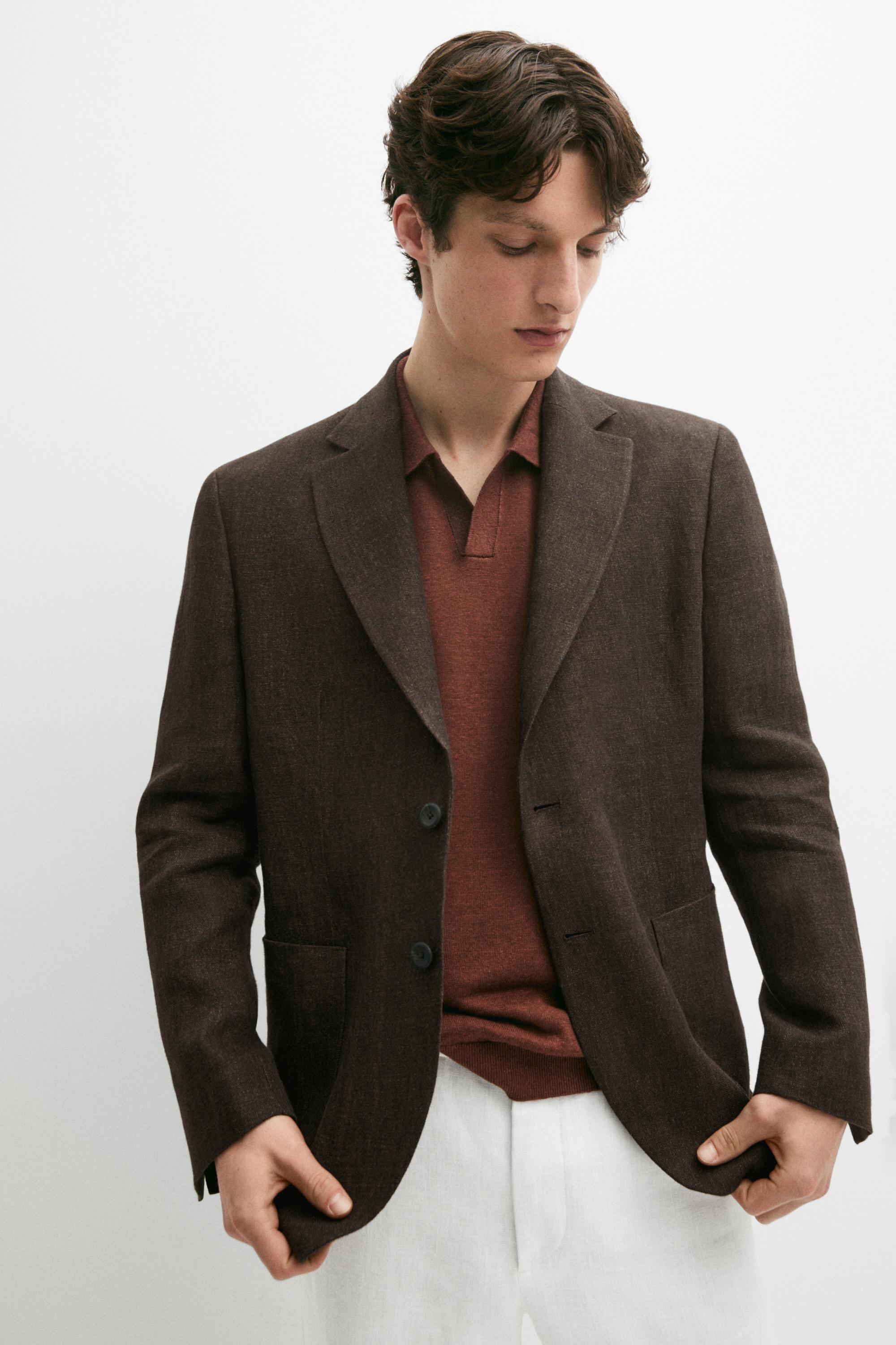 Veste chinée 100 % lin