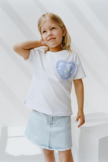 HEART PRINT T-SHIRT - Oyster-white by Zara