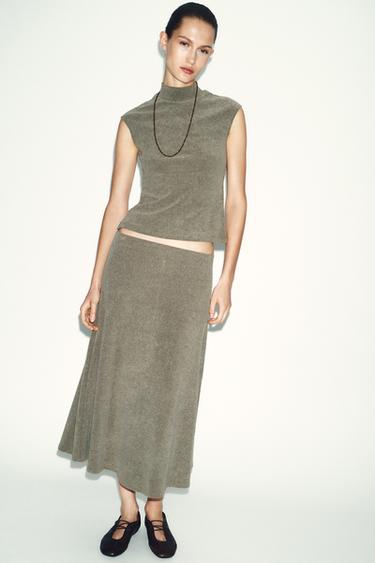 SOFT CAPE SKIRT - Olive Green by Zara