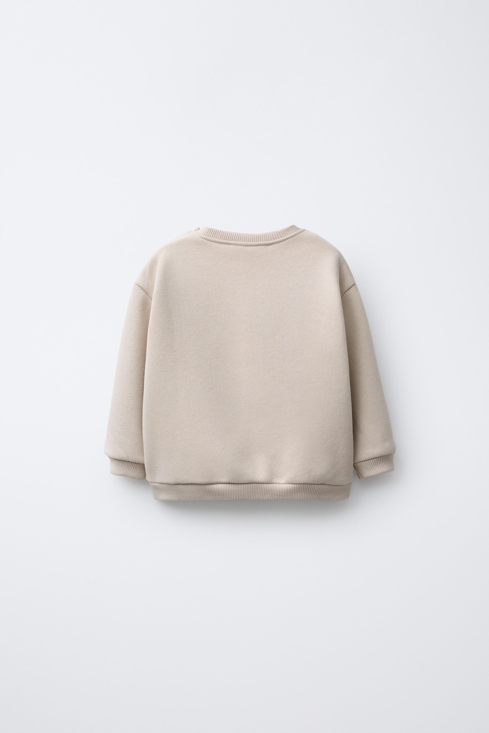 Strickpullover Zara Pullover Damen Beige SWEATSHIRT BÄR Beige ZARA