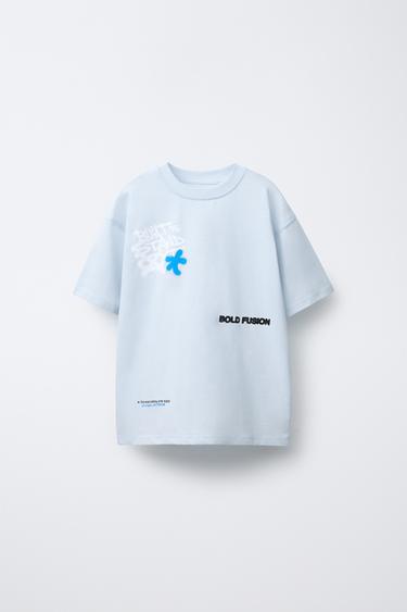 T-SHIRT GRAFFITIPRINT - lys blå fra Zara - Billede 0