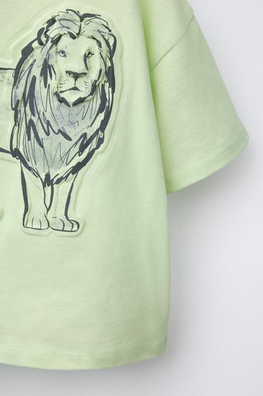 EMBOSSED LION T-SHIRT - Green by Zara - Image 3
