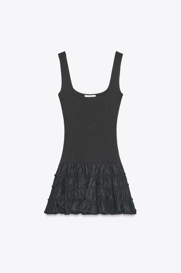 VOLUMINOUS COMBINED DRESS - Black by Zara - Image 0