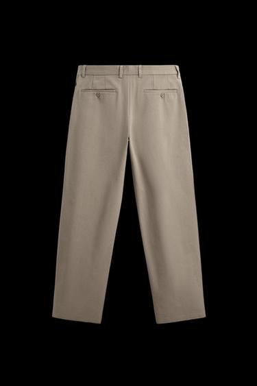 TEXTURED STRAIGHT-LEG TROUSERS - Beige by Zara