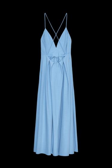 LANGES KLEID MIT SCHLEIFEN ZW COLLECTION - Himmelblau von Zara