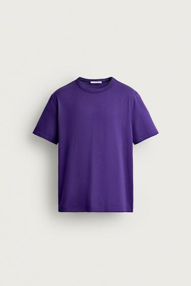 Zara 標準版水洗 T 恤 - 紫色