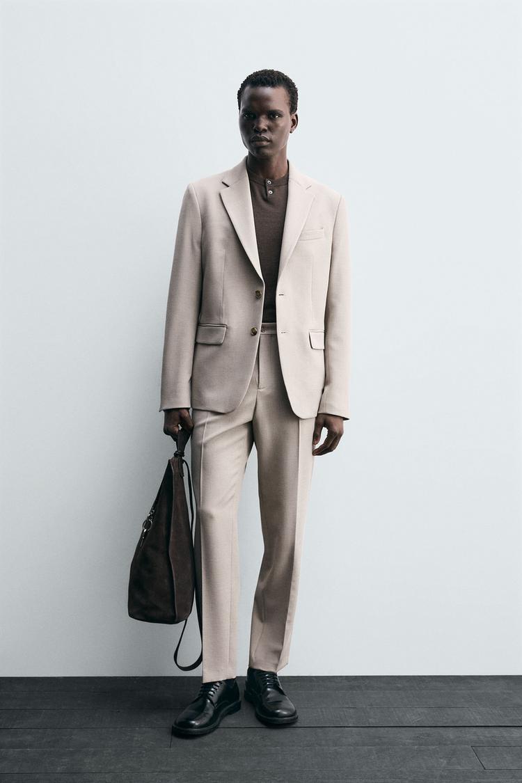 SLIM FIT SUIT BLAZER Sand Marl ZARA United States