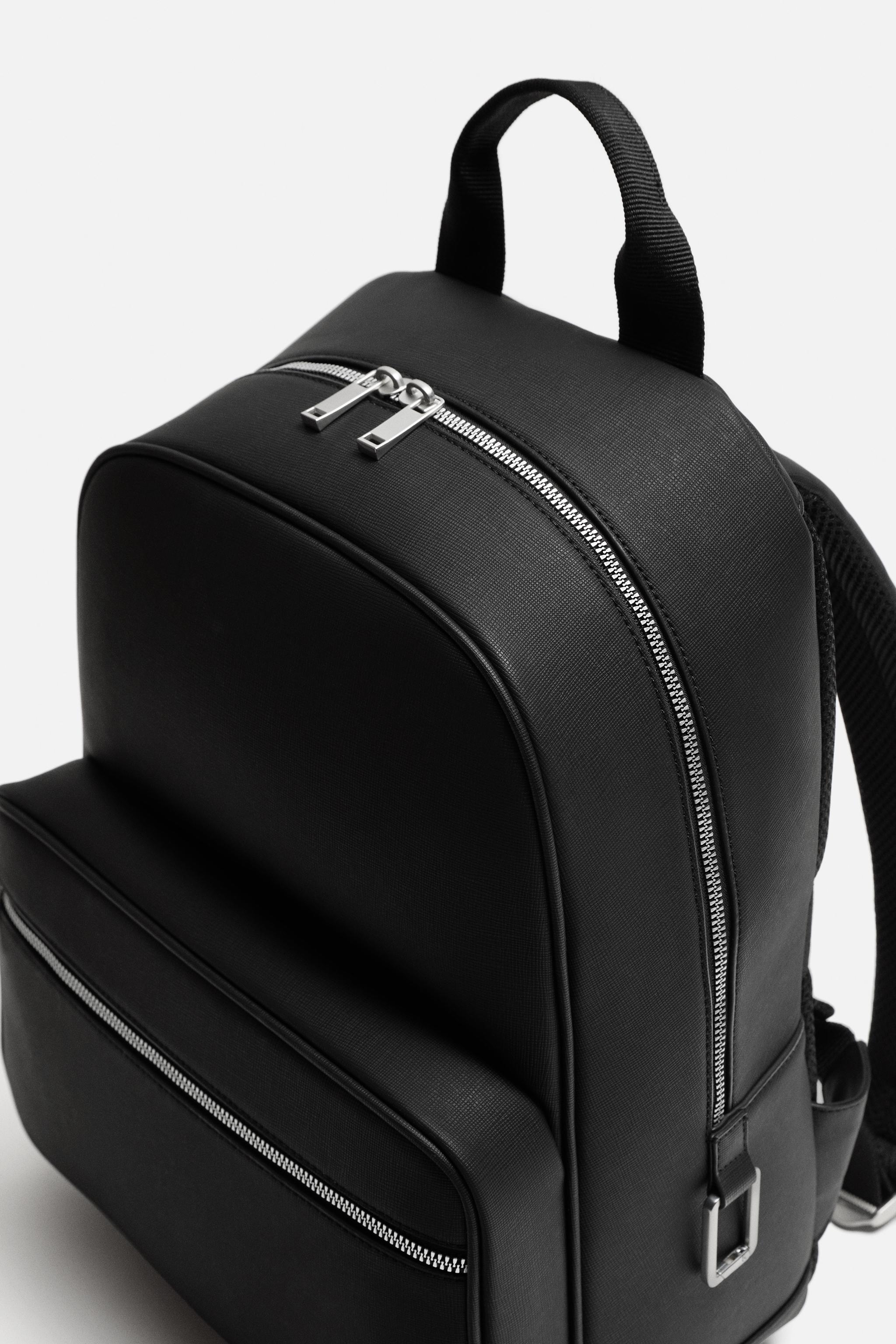 Zara mens leather backpack sale