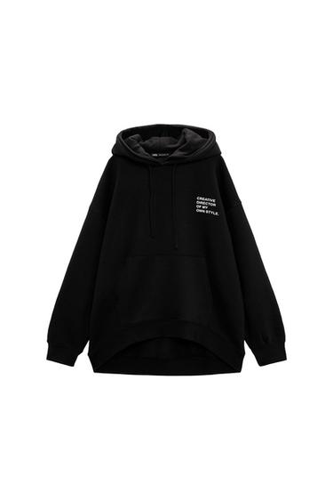 SLOGAN HOODIE WITH POUCH POCKET