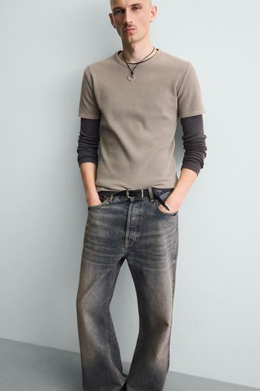 SLIM FIT TEXTURED KNIT T-SHIRT - Sand by Zara - Image 5
