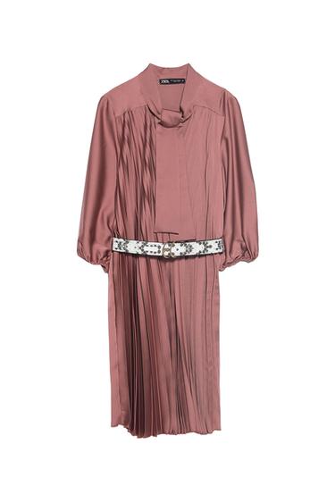 PLEATED DRESS WITH BELT